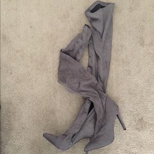 Gray Thigh-high Boots